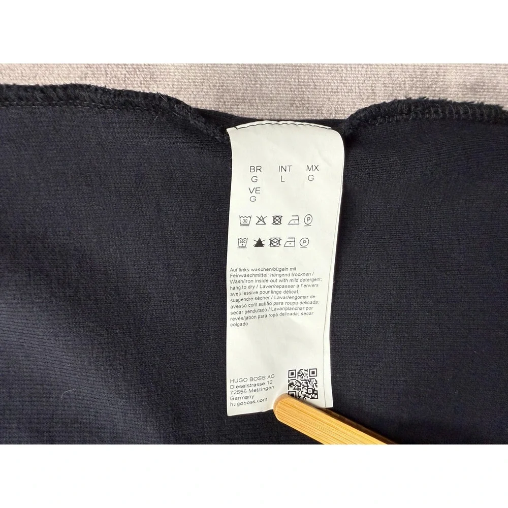 Hugo Boss Mens L Regular Fit Quarter Zip Pullover Black Shoulder Overlay Sweater